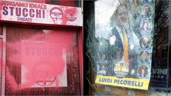 Bergamo e Como, vandalizzate sedi dei candidati sindaci della Lega. Salvini: “Più ci attaccate, più ci date forza”