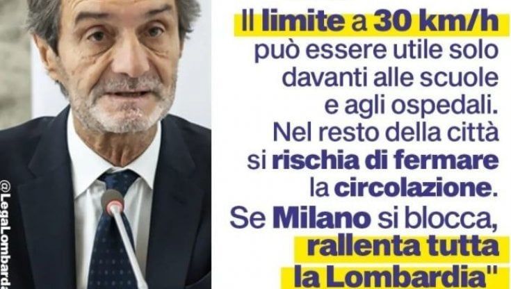 Milano a 30 all'ora, Fontana attacca: "Così rallenta tutta la Lombardia".&nbsp;Sala frena: "Limite non in tutta la città"