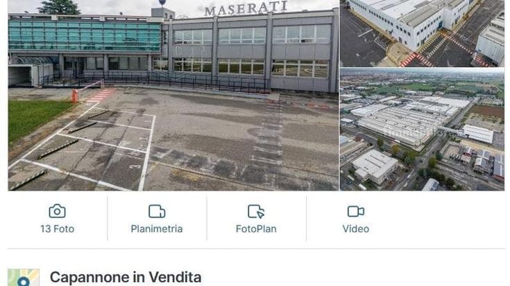 La fabbrica Maserati di Grugliasco finisce su Immobiliare.it: “Libera entro fine anno”