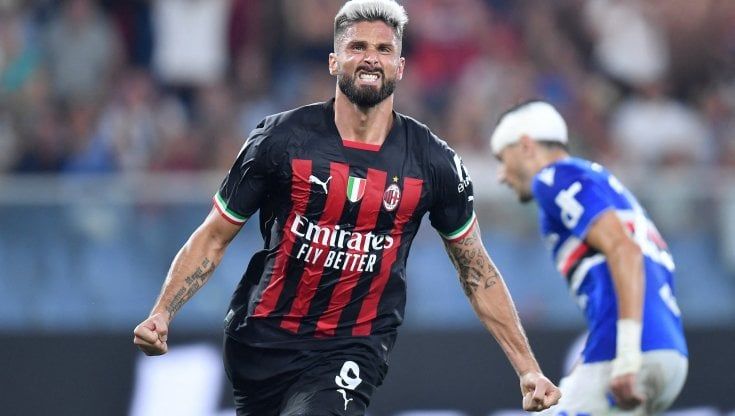 Sampdoria-Milan 1-2: Leao espulso, ma i rossoneri vincono anche in 10 grazie a Giroud
