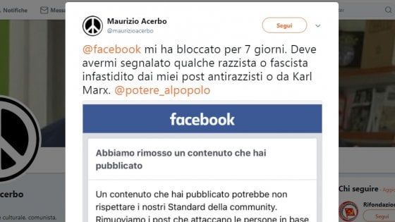 Potere al popolo, Acerbo denuncia: "Bloccato da Facebook per post su Marx"