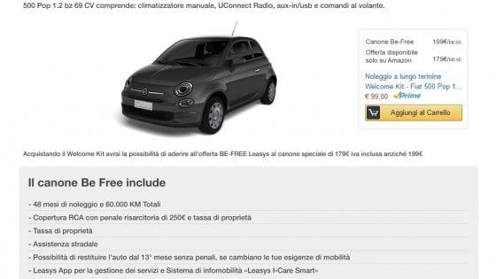 Fiat 500, noleggio con un clic su Amazon