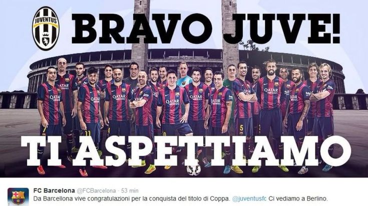 Il tweet di auguri del Barcellona
