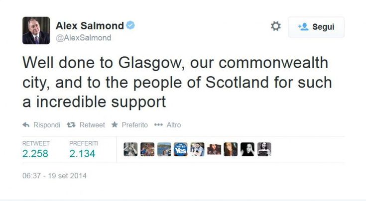 Referendum in Scozia, a Glasgow vince il s&igrave;