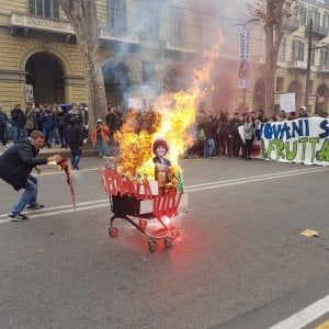 Trecento studenti in corteo contro i tagli all'istruzione, bruciata la foto della Fedeli 