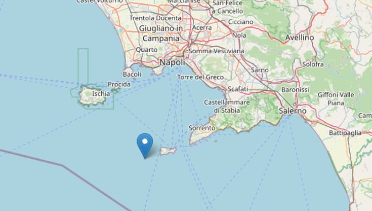 Terremoto tra il Golfo di Napoli e Capri, forte scossa di magnitudo 5,9 a elevata profondità