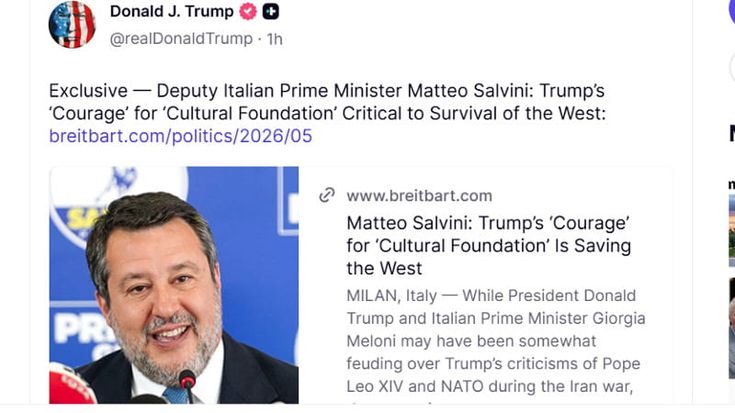 L’assist di Trump per Salvini, rilancia l’intervista al sito Maga