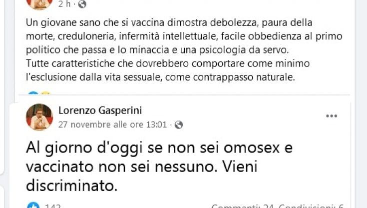 Consigliere Lega Livorno contro i giovani vaccinati "Sono solo servi" e peggio ancora se omosessuali