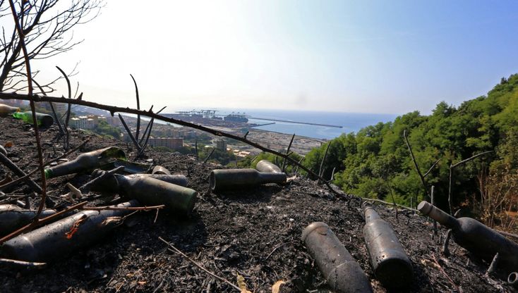 La collina di Pra' devastata dall'incendio