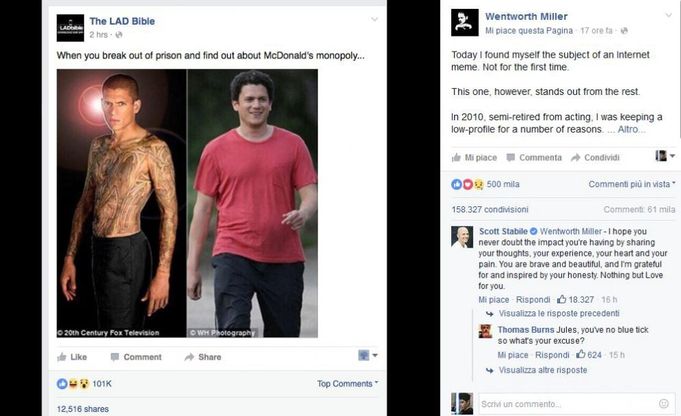 Wentworth Miller risponde all'ironia del web: ''Ingrassato? Volevo farla finita''