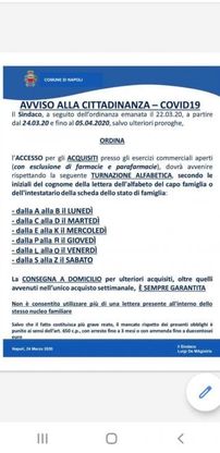 Coronavirus, a Napoli la spesa in ordine alfabetico: è un fake
