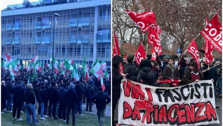 A Piacenza sfilano CasaPound e Patrioti: “Remigrazione”. Il controcorteo: “Via i fascisti da qui”