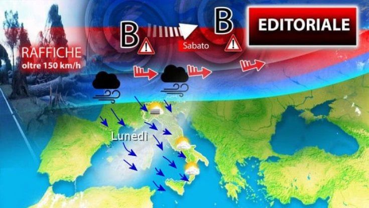 Previsioni meteo. Venti  furiosi sul nord Europa, in arrivo anche in Italia da lunedì