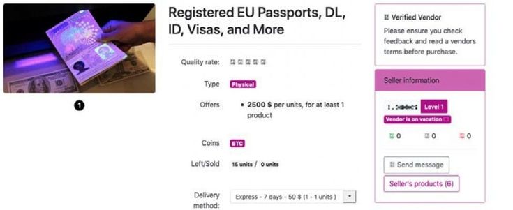 Passaporti e carte di credito: il prezzario dei falsi sul dark web