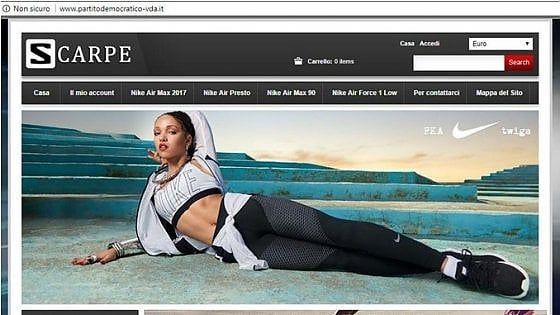 Val d'Aosta, il sito web del Pd ora vende scarpe. Il partito: "Dominio scaduto, mancano i fondi"