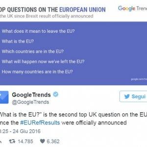 Brexit, dopo i risultati in Gb picco di ricerche su Google: "Che cos'è l'Ue?"