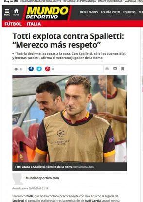 Il caso Totti sui siti del mondo