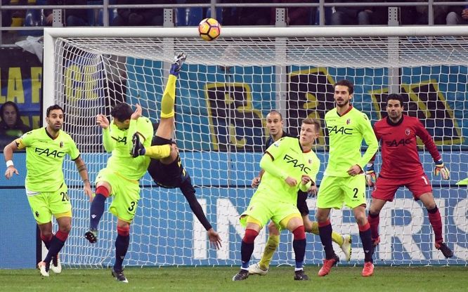 Inter-Bologna, gol capolavoro di Murillo in sforbiciata