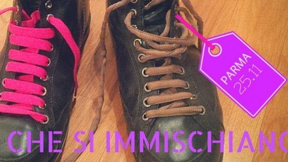 Parma, dove ritirare le stringhe rosa per "Maschi che si immischiano"