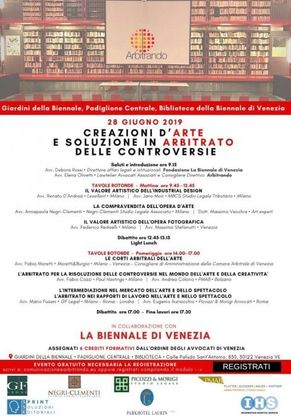 Creazioni d’arte e soluzione in arbitrato delle controversie: il programma