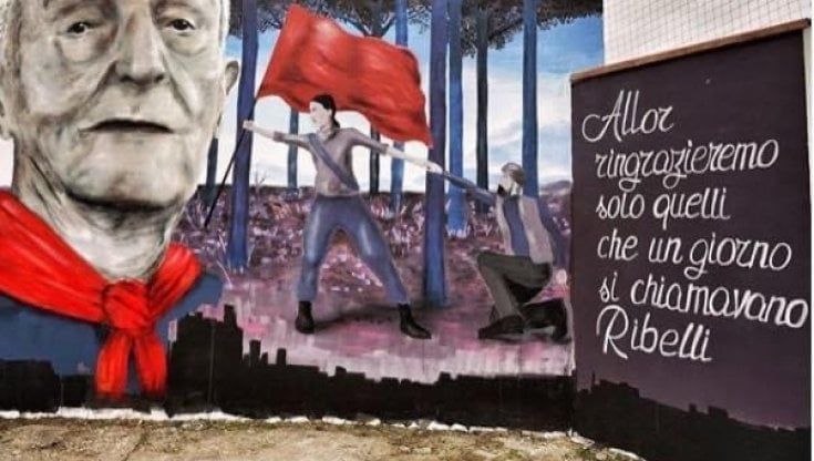 Quartiere 4, una corona davanti al murale del partigiano "Pillo"