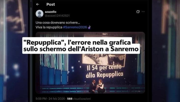 "W la Repupplica", l'ironia social per la gaffe Rai a Sanremo: l'errore nelle grafiche dell'Ariston