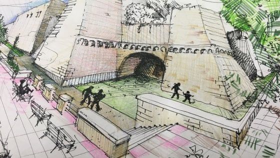 Bari, una scalinata per l'area verde nel centro storico: ecco come sarà il Parco del Castello 