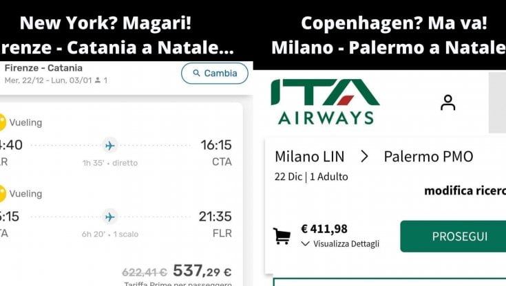 Aereo per Sicilia o Puglia a Natale? Costa quanto andare alle Hawaii: torna la protesta sul caro-biglietti di Un terrone a Milano