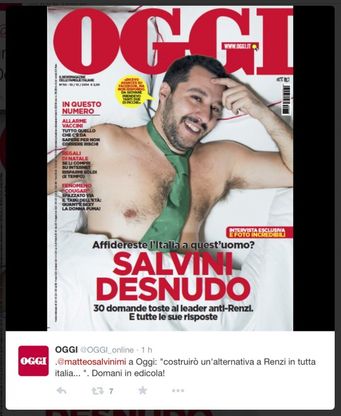 Salvini, la svolta: seminudo in copertina