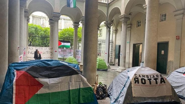 Medio Oriente, tenda pro Palestina nel cortile dell’Università di Genova