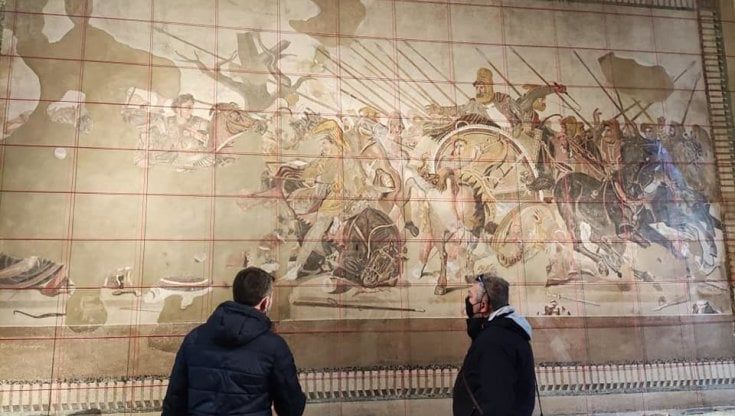 Il restauro del Mosaico di Alessandro al Mann, inizia la mappatura dell'opera