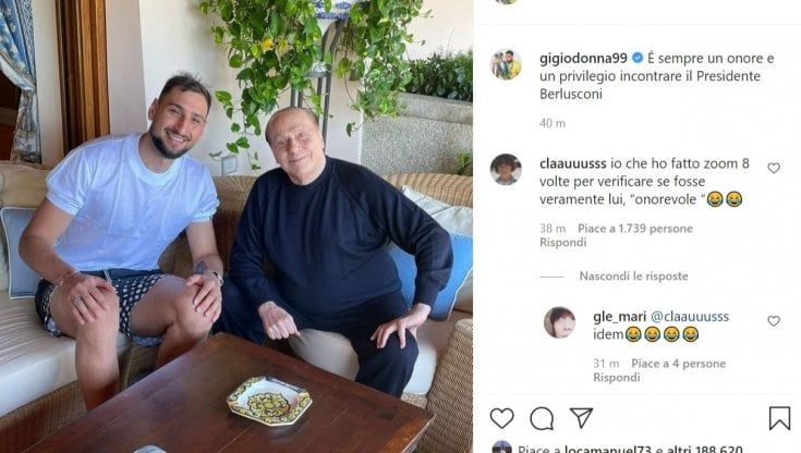 Donnarumma in foto con Berlusconi su Instagram: "Un piacere incontrare il presidente"