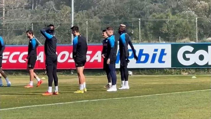 Napoli l'allenamento prima della sfida Champions