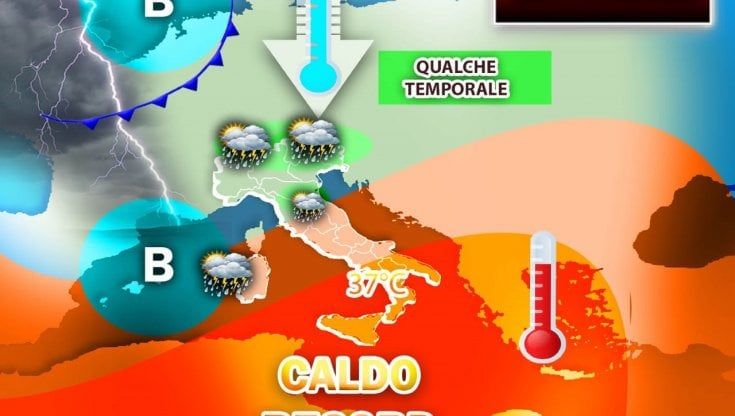 Previsioni meteo, qualche temporale al Nord, caldo africano da record al Sud con 37 gradi