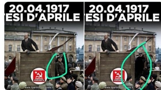 Le "Tesi di aprile" del Pc di Marco Rizzo: Lenin sì, Trozky no (cancellato dalla foto)