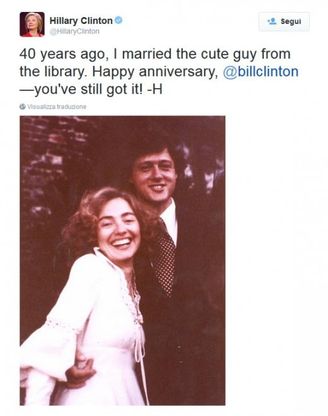 Buon anniversario Bill e Hillary: quarant'anni di matrimonio su Twitter 