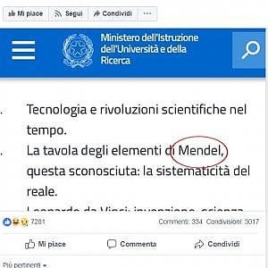 Scuola, la gaffe del Miur: attribuisce la tavola degli elementi al genetista Mendel