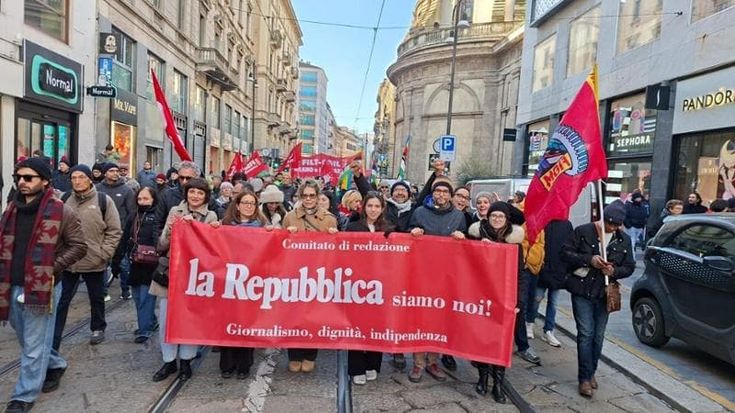 Giornalisti e poligrafici di Repubblica in piazza con la Cgil: “Per libertà di stampa e pluralismo”