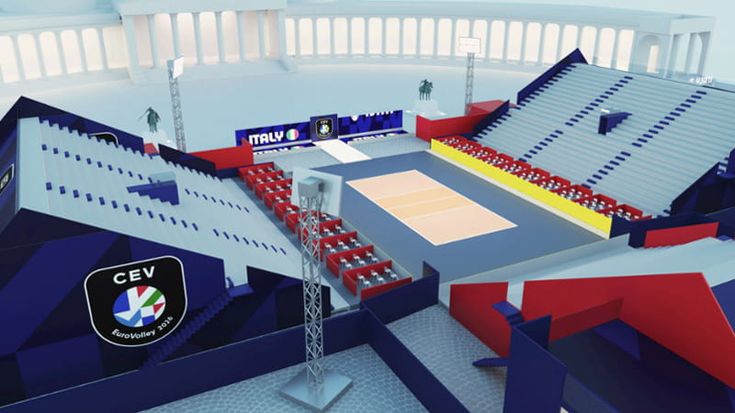 Europei di volley a Napoli, ecco il rendering del campo in piazza del Plebiscito