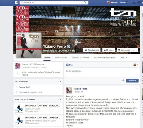 Stop al tour per Tiziano Ferro: "Mi piange il cuore ma ho avuto un crollo"