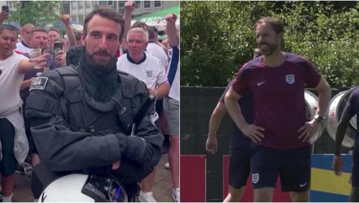 Euro 2024: tifosi inglesi intonano il coro "You're the one" al poliziotto tedesco sosia del ct Southgate