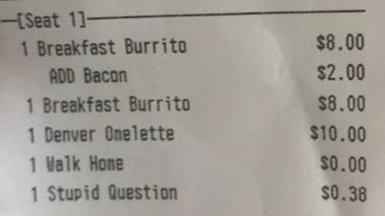 Fate domande stupide al cameriere? Il ristorante ve le fa pagare