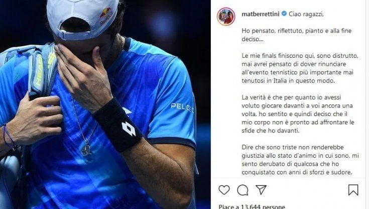 Atp Finals, Berrettini si ritira: "Sono distrutto".