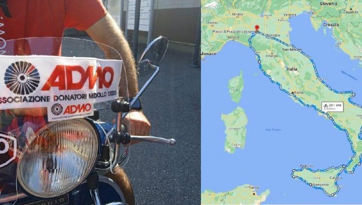 Da Parma alla punta della Sicilia in Vespa: i 3.800 km di Stefano a sostegno di Admo 