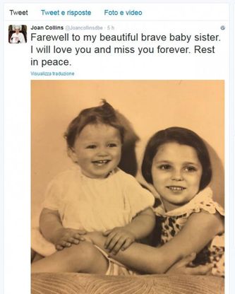 Joan Collins: "Addio alla mia sorellina coraggiosa"