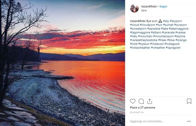 Sul lago Maggiore il tramonto più bello, su Instagram gli scatti del cielo infuocato