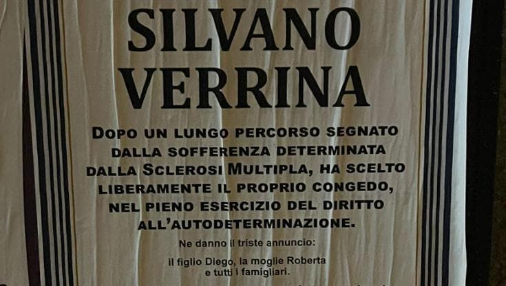 Suicidio assistito, primo caso in Liguria. Silvano Verrina, ammalato di sclerosi multipla, ha scelto