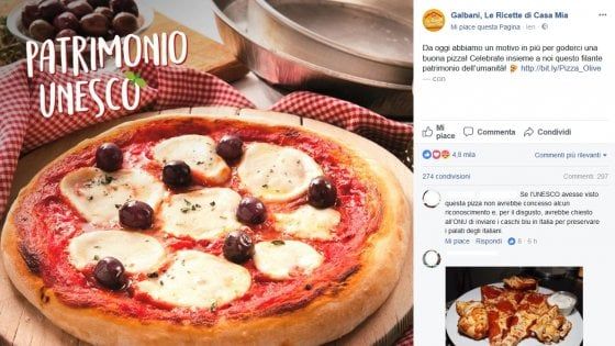 Pizza surgelata come patrimonio Unesco, Napoli contro il post della Galbani 