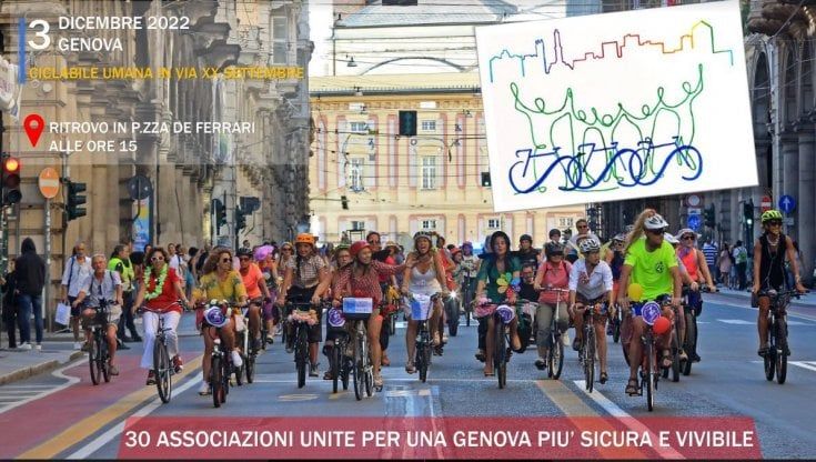 Genova, una "ciclabile umana" in via Venti il 3 dicembre: per una città meno inquinata e più sicura con il limite dei 30 kmh