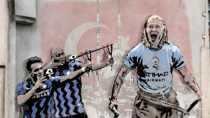 Lukaku e Lautaro con la fionda contro il gigante Haaland: Inter-City secondo Mr. Savethewall